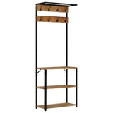 Coat Rack with Shoe Storage 68x30x182 cm Solid Rough Mango Wood 372737