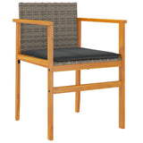 Garden Chairs with Cushions 2 pcs Grey Poly Rattan&Solid Wood 368712