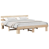 Bed Frame with Headboard Natural 180 x 200 cm Solid Pine Wood 872431