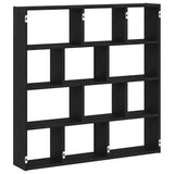 ZNTS Wall Cube Shelf 12 Compartments Black Engineered Wood 860005