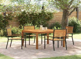 Garden Dining Set 5 pcs Black Solid Acacia Wood 3365532