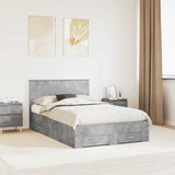 Bed Frame Concrete Grey 135 x 190 cm Engineered Wood 3408275