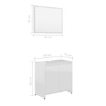 Bathroom Furniture Set High Gloss White Engineered Wood 802657