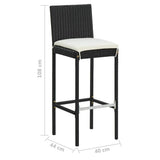 5 Piece Garden Bar Set with Cushions Poly Rattan Black 3095447