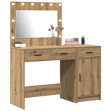 Dressing Table with Mirror Lights 2 pcs Brown Engineered wood 3334235