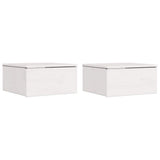 Bedside Table 2 pcs White 37 x 35 x 18.5 cm Solid pine wood 873484