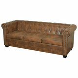 Chesterfield Sofa 3-Seater Brown Faux Leather 287919
