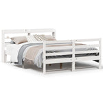 ZNTS Bed Frame with Headboard without Mattress White 150x200 cm King Size 3306648