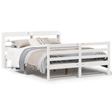 ZNTS Bed Frame with Headboard without Mattress White 150x200 cm King Size 3306648