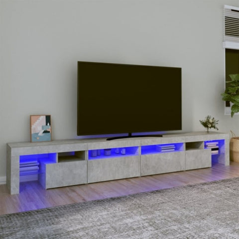 ZNTS TV Cabinet with LED Lights Concrete Grey 260x36.5x40 cm 3152821