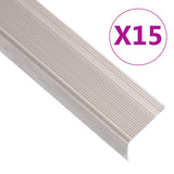 Stair Nosings in L-shape 15 pcs Aluminium 100 cm Champagne 146777