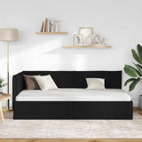 Corner Bed Frame with Headboard Black 90 x 200 cm Velvet 42016465