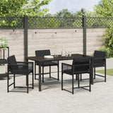 Garden Dining Set 5 pcs Black Poly Rattan 3380747
