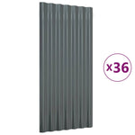 Roof Panels 36 pcs Galvanised Steel Anthracite 80x36 cm 319141