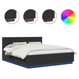 Bed Frame with Headboard Black 200 x 200 cm Engineered Wood 3408041