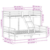 Bunk Bed without Mattress 80x200/140x200 cm White Solid Wood 3207166