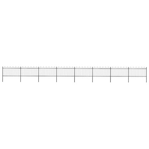Garden Fence with Hoop Top Steel 1426x100 cm Black 277663