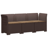 3-Seater Garden Sofa with Cushions Rattan Look PP Brown 3443824
