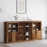 LED Sideboard 3 pcs Old Wood 202 x 37 x 100 cm Engineered Wood 3333126