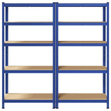 5-Layer Storage Shelves 2 pcs Blue Steel&Engineered Wood 4016950