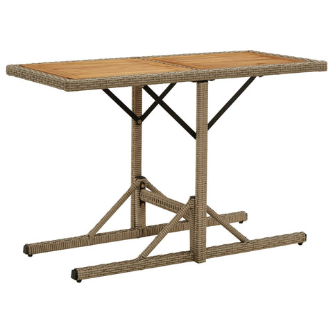 Garden Table Beige Solid Wood Acacia and Poly Rattan 316801