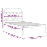 Metal Bed Frame without Mattress with Headboard White 107x203cm 377162