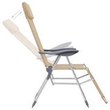 Folding Camping Chairs with Footrests 2 pcs Cream Textilene 360147