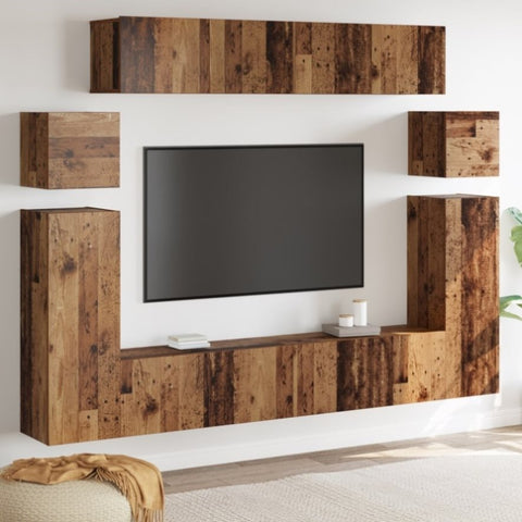 ZNTS TV Cabinet 8 pcs Brown 30.5 x 30 x 90 cm Solid oak wood 3393387
