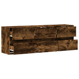 TV Wall Cabinet with LED Lights Smoked Oak 130x31x45 cm 852303