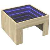 Coffee Table with Infinity LED Sonoma Oak 50x50x30 cm 847604