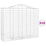 Arched Gabion Baskets 10 pcs 200x50x160/180 cm Galvanised Iron 3145711