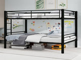Black thickened reinforced metal high-low bed with simple wrought iron upper and lower bunk beds for W3987P434163