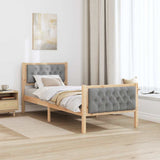 Bed Frame with Headboard Light Grey 75 x 190 cm Solid Pine Wood 878439
