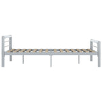 ZNTS Bed Frame without Mattress Grey and White Metal 120x200 cm 284558