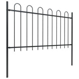 ZNTS Garden Fence with Hoop Top Steel 5.1x1 m Black 277658