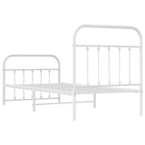 Bed Frame White Powder-Coated Steel Single Bed Frame 352638