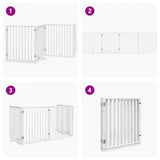 Dog Gate with Door Foldable 4 Panels White 320 cm Poplar Wood 352187