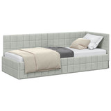 Corner Bed Frame Light Grey 80 cm x 200 cm Velvet 42016368