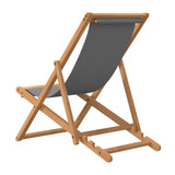 Beach Chair Grey Teak wood Standard Multi-Position Backrest 47415
