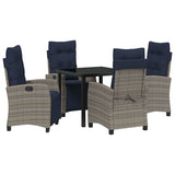 Garden Dining Set with Cushion 5 pcs Grey Poly Rattan 3380471