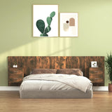 Bed Headboard with Cabinets Smoked Oak Engineered Wood 3115713