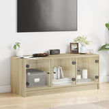 TV Cabinet with Glass Doors Sonoma Oak 102x37x42 cm 836408
