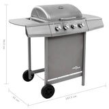 Gas BBQ Grill with 4 Burners Silver 48549