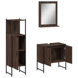 3 Piece Bathroom Cabinet Set Brown Oak Engineered Wood 3214348