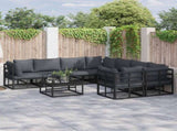 Garden Sofa Set with Cushion 9 pcs Black Steel 3378949