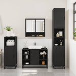 ZNTS 3 Piece Bathroom Furniture Set Black Engineered Wood 3301000