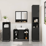 ZNTS 3 Piece Bathroom Furniture Set Black Engineered Wood 3301000