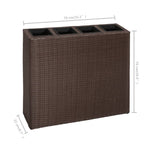 ZNTS Garden Raised Bed with 4 Pots 2 pcs Poly Rattan Brown 279083