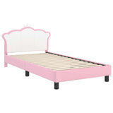 Children's Bed Frame with Headboard Pink 90 x 200 cm PU 42011083