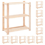 3-Tier Storage Racks 10 pcs 80x38x90 cm Solid Pinewood 150 kg 3051120